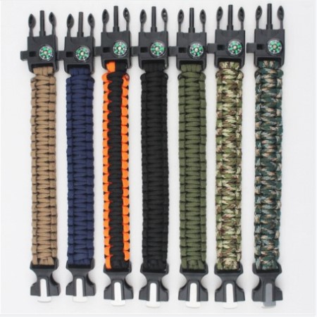 Survival Bracelet For Men Women. Military Paracord Bracelet Kit With Flint